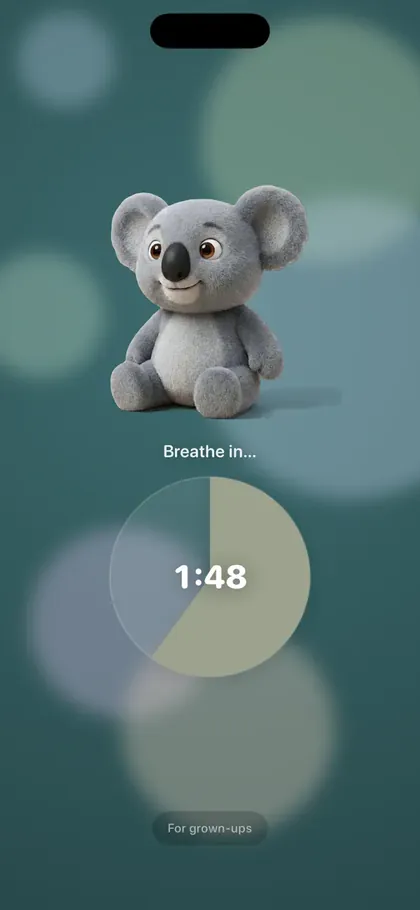 Calm Together mode: guided breathing with a timer